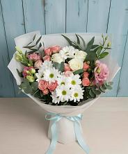 Букет цветов из:  Розы, Лизиантусы и Хризантемы в Раменки