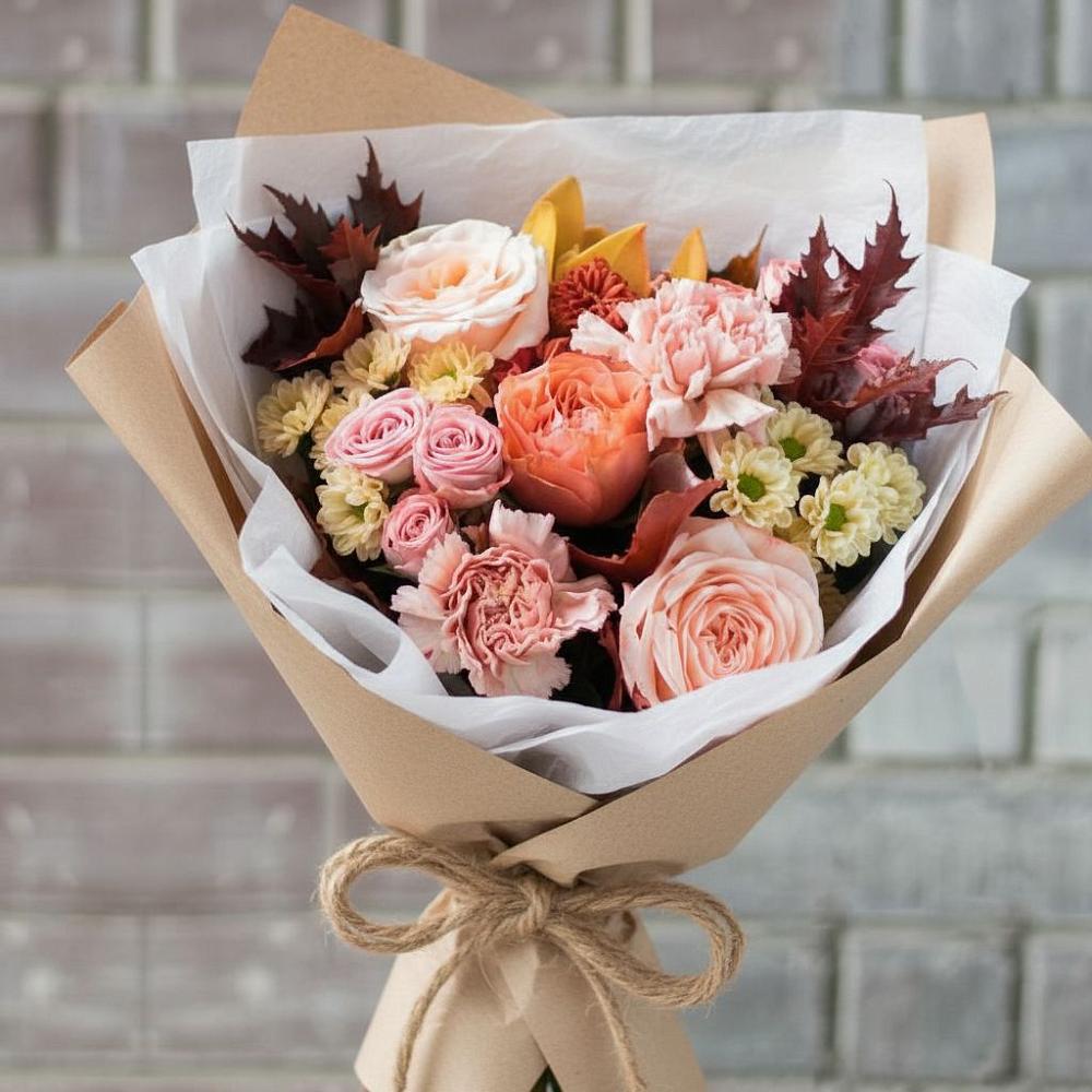 Букет цветов из: Гвоздики, Хризантемы и Розы в Раменки