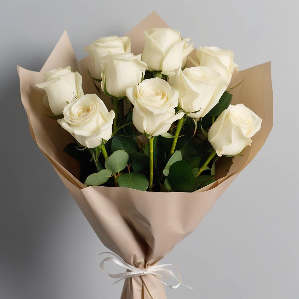 Букет 9 Белых роз Эдлесс Лав в Раменки