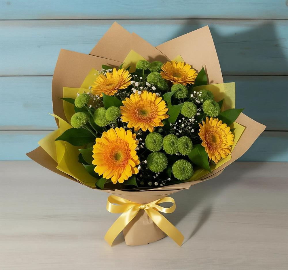 Букет цветов из: Герберы и Хризантемы в Раменки