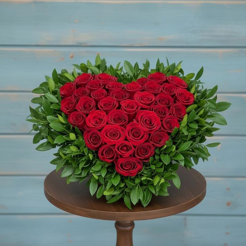 Цветочная композиция из Розы в виде сердца в Раменки