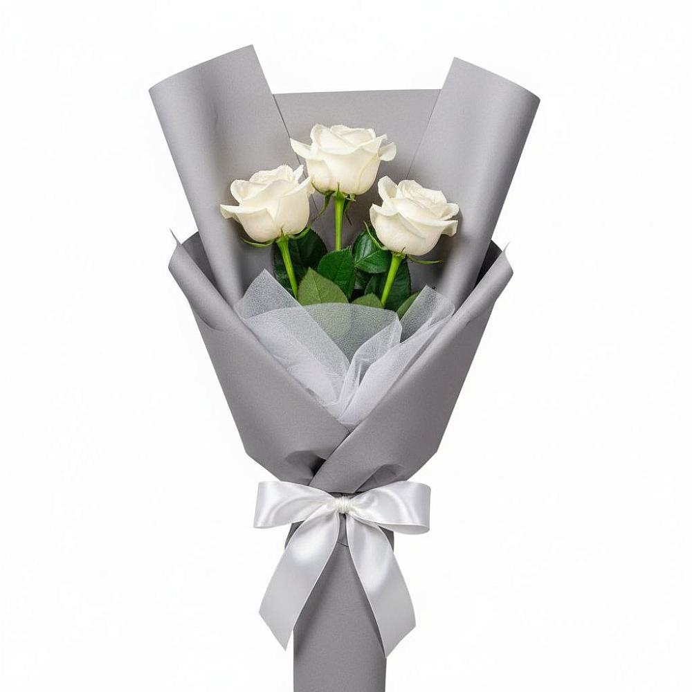 Букет 3 белые розы в Раменки