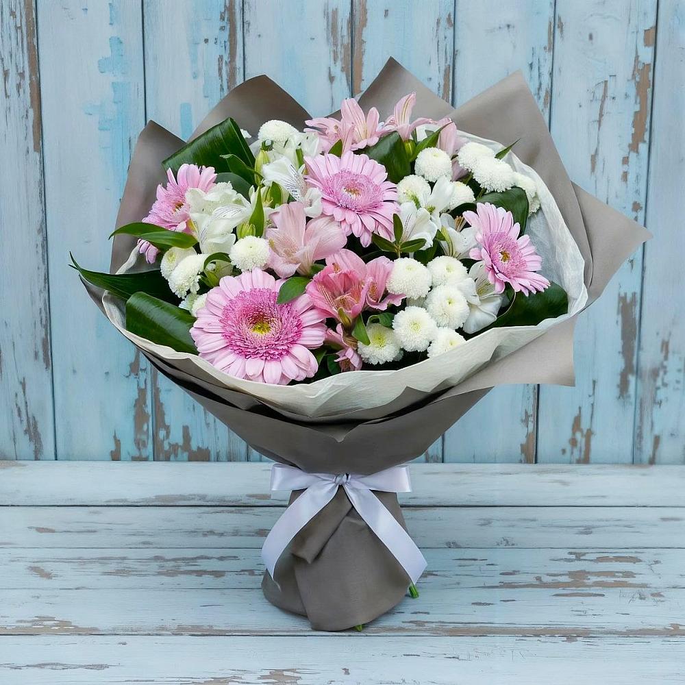 Букет цветов из: Герберы, Альстромерии и Хризантемы в Раменки