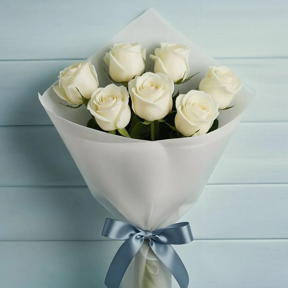 Букет 7 Белых роз Эдлесс Лав в Раменки